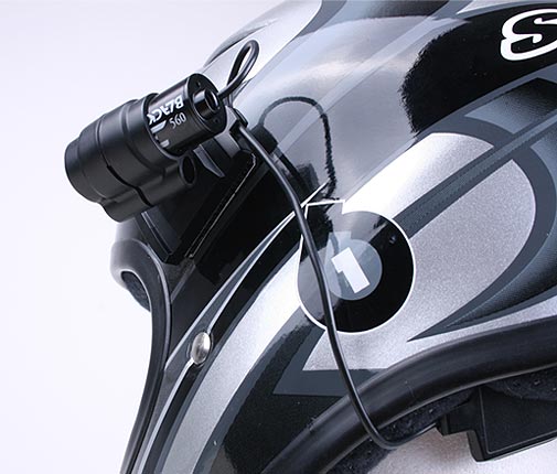Sixsixone Helmet with Blackeye One Camera from back view