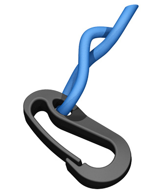 Illustration of carabiner with safety leash